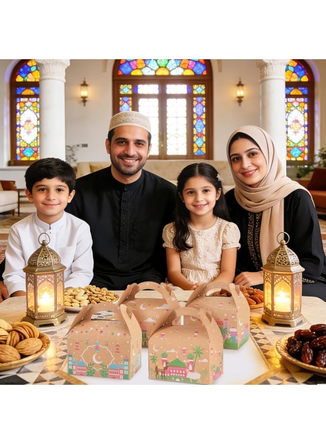 8PCS Ramadan Eid Kraft Paper Gift Bags – Islamic Pattern Candy & Biscuit Boxes for Eid, Hajj & Umrah Favors - Image 4